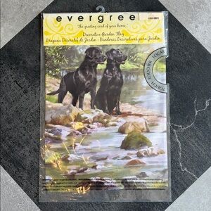 NWT - Evergreen Garden Flag - Black Labrador lake setting